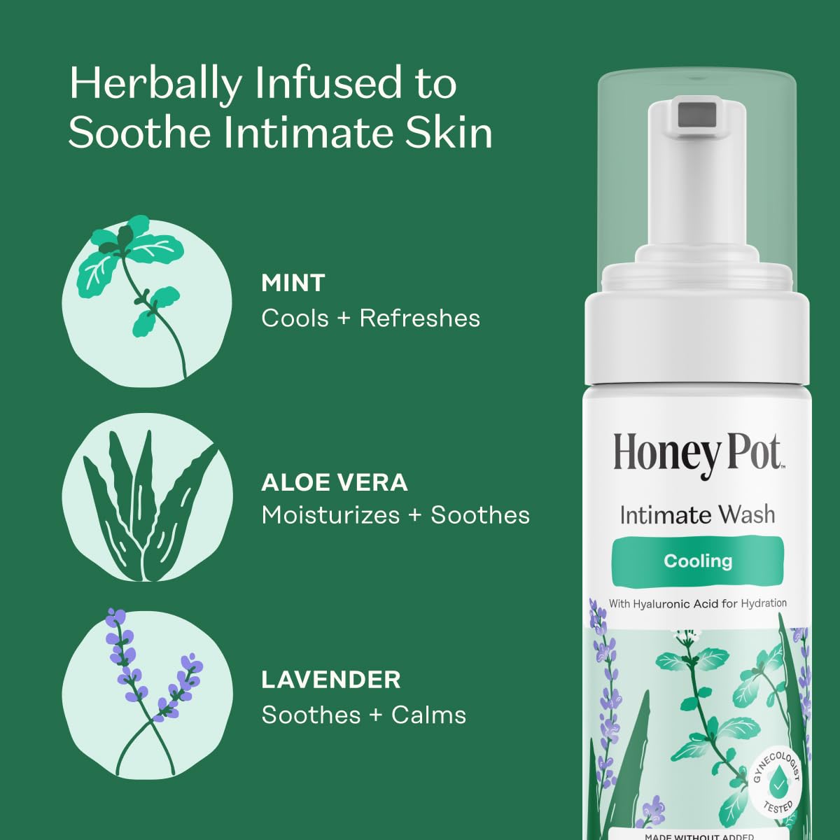Honey Pot - Feminine Wash - Herbal Infused - Cooling Effect - Sensitive Skin Types - PH Balanced Plant Based Hygiene Products - Cooling - 5.51 Fluid Oz