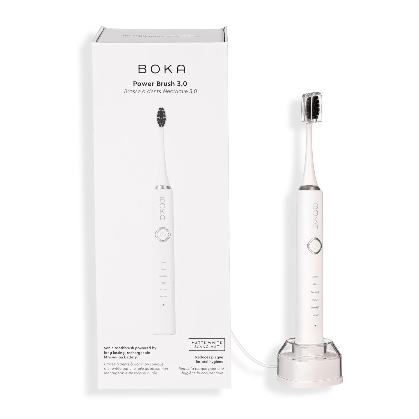 Boka 3.0 Electric Toothbrush for Adults w/ 2 Heads - Rechargeable Sonic Powered Tooth Brush - Charcoal Activated Bristles for Deep Cleaning - Dentist Recommended Oral Care - Charging Base w/Micro USB