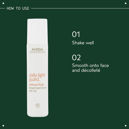 Aveda Daily Light Guard Defense Fluid Broad Spectrum SPF 30 | Mineral Face Sunscreen | UVA/UVB Protection, 1 Fl Oz