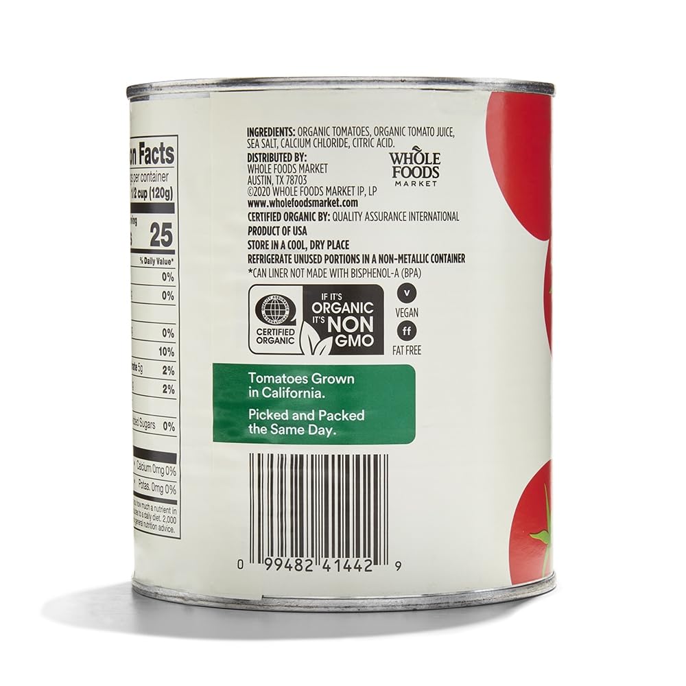 365 by Whole Foods Market, Organic Whole Peeled Tomatoes, 28 oz