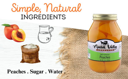 Amish Valley Products Old Fashioned Peaches Halves Canned Jarred in 32 oz Glass Jar (1 Quart Jar - 32 oz)