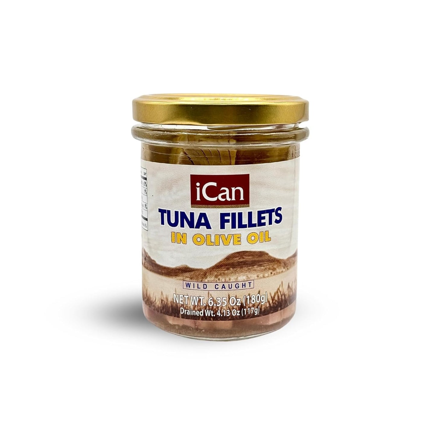 Ican Tuna Fillets in Olive Oil – Wild Caught – Glass Jar – 6.35 oz (180g)