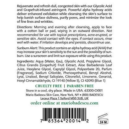 Mario Badescu Glycolic Grapefruit Cleansing Lotion for Combination and Oily Skin | Exfoliating Toner that Deeply Cleans |Formulated with Glycolic Acid & Grapefruit Extract