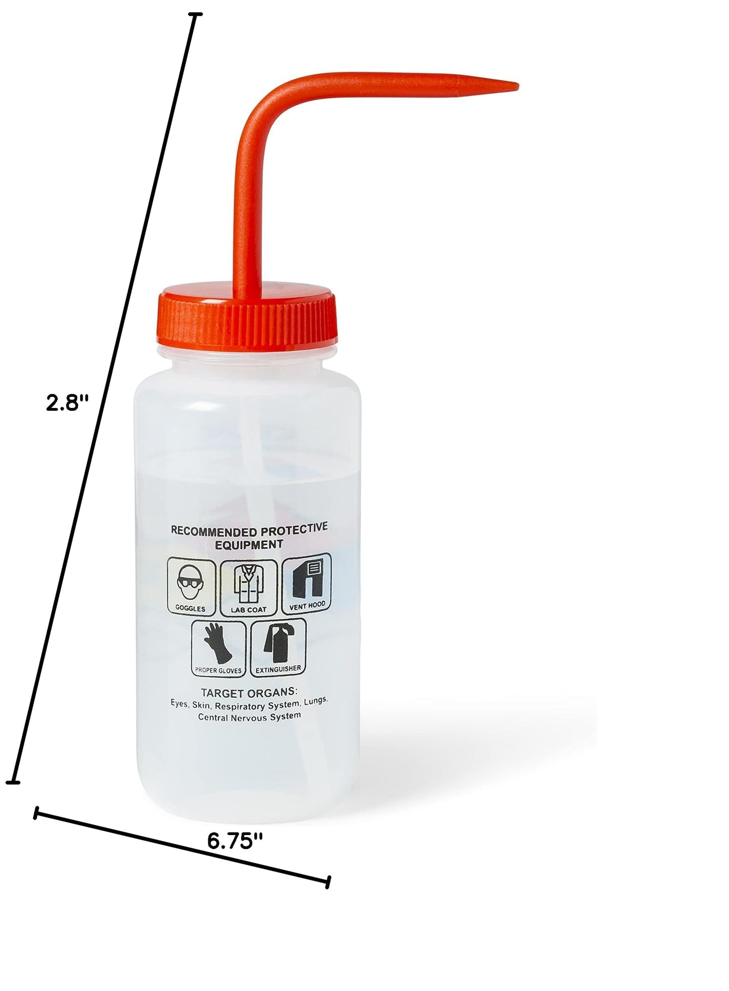 United Scientific™ UniSafe™ Acetone Squeeze Bottle, Wide Mouth Wash Bottles 500mL (16oz), Pack of 6 – Pre-Labeled LDPE Chemical Wash Bottle w/Red Color-Coded Cap, Self-Venting Leak-Proof Lab Bottles