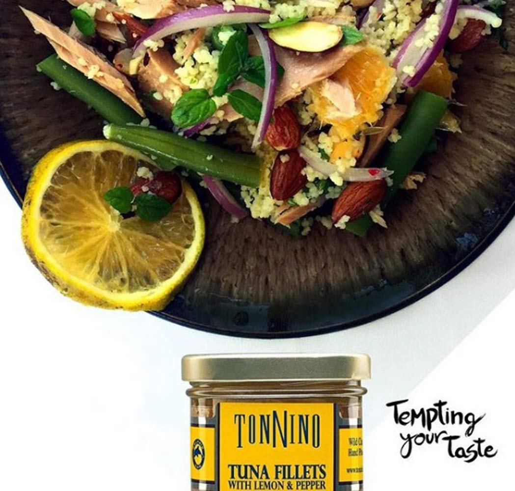 Tonnino Yellowfin Tuna Fish – Lemon Pepper in Olive Oil – Pack of 6 – Alternative to Salmon – Protein Snacks – Ready to Eat Meals