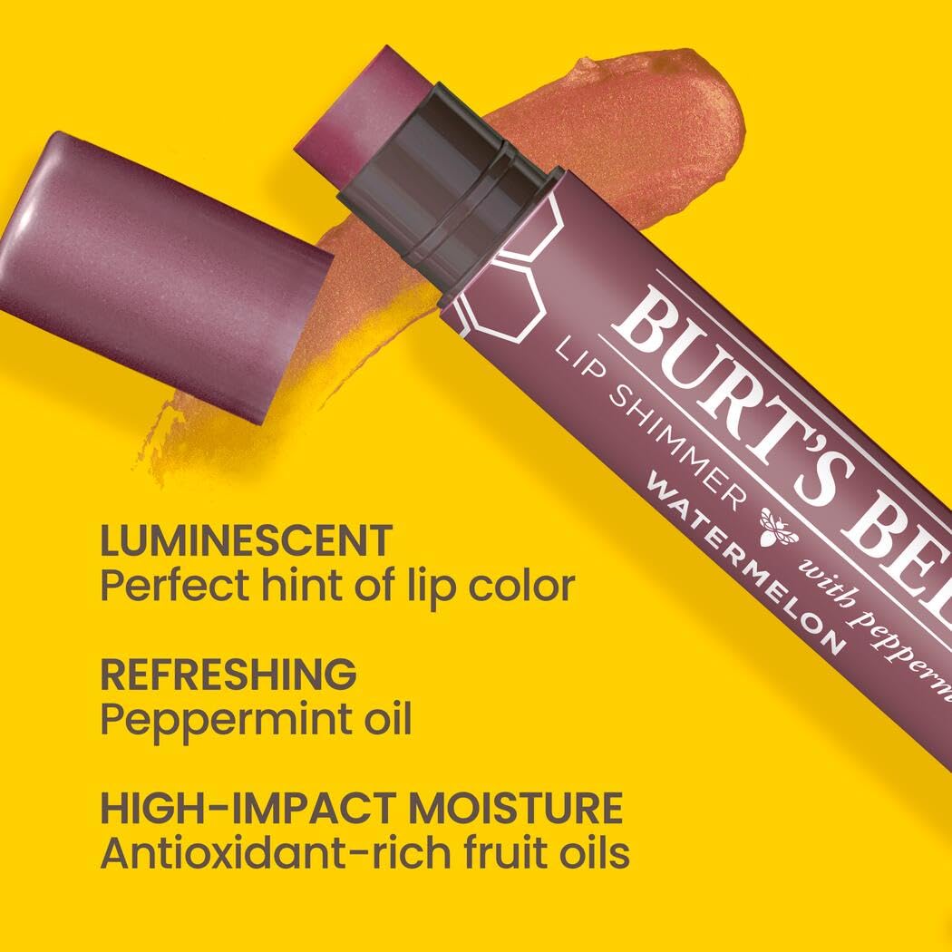 Burt's Bees Lip Balm Spring Gifts, 3 Nourishing Lip Care Shimmers for All Day Glow, Kissable Color Spring Gift Set -Peony, Fig & Rhubarb (Packaging May Vary)