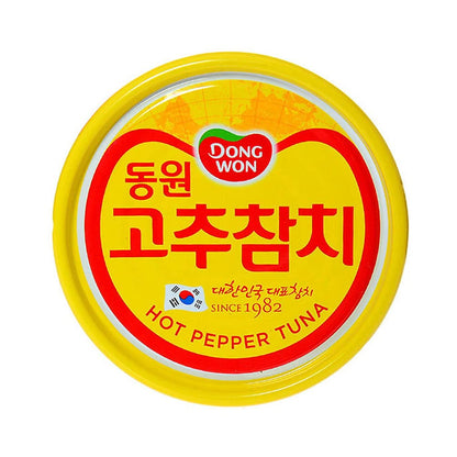 Dongwon Tuna Can Hot Pepper Sauce, 100g(3.5oz) x 10can - Korean Canned Tuna 고추참치