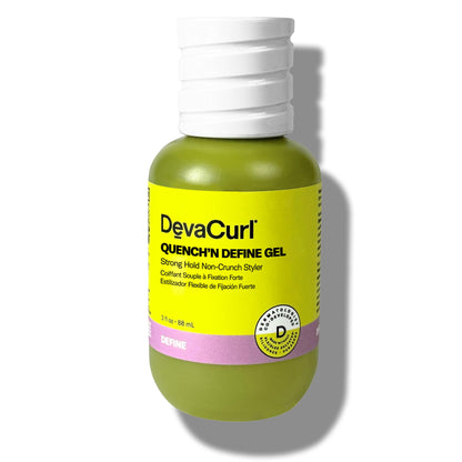 DevaCurl Quench'n Define Gel Strong Hold Non-Crunch Styler | Lasts up to 7 Days | Locks & Moisturizes Curls | Enhances Shine