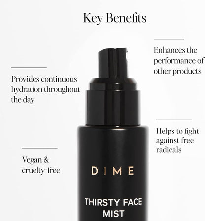 DIME Beauty Thirsty Face Mist Hydrating Setting Spray For Makeup With Sea Moss Electrolytes Antioxidants Glass Skin Primer And Blue Light Protection Make Up Setting Spray for Face 2 oz / 60 ml