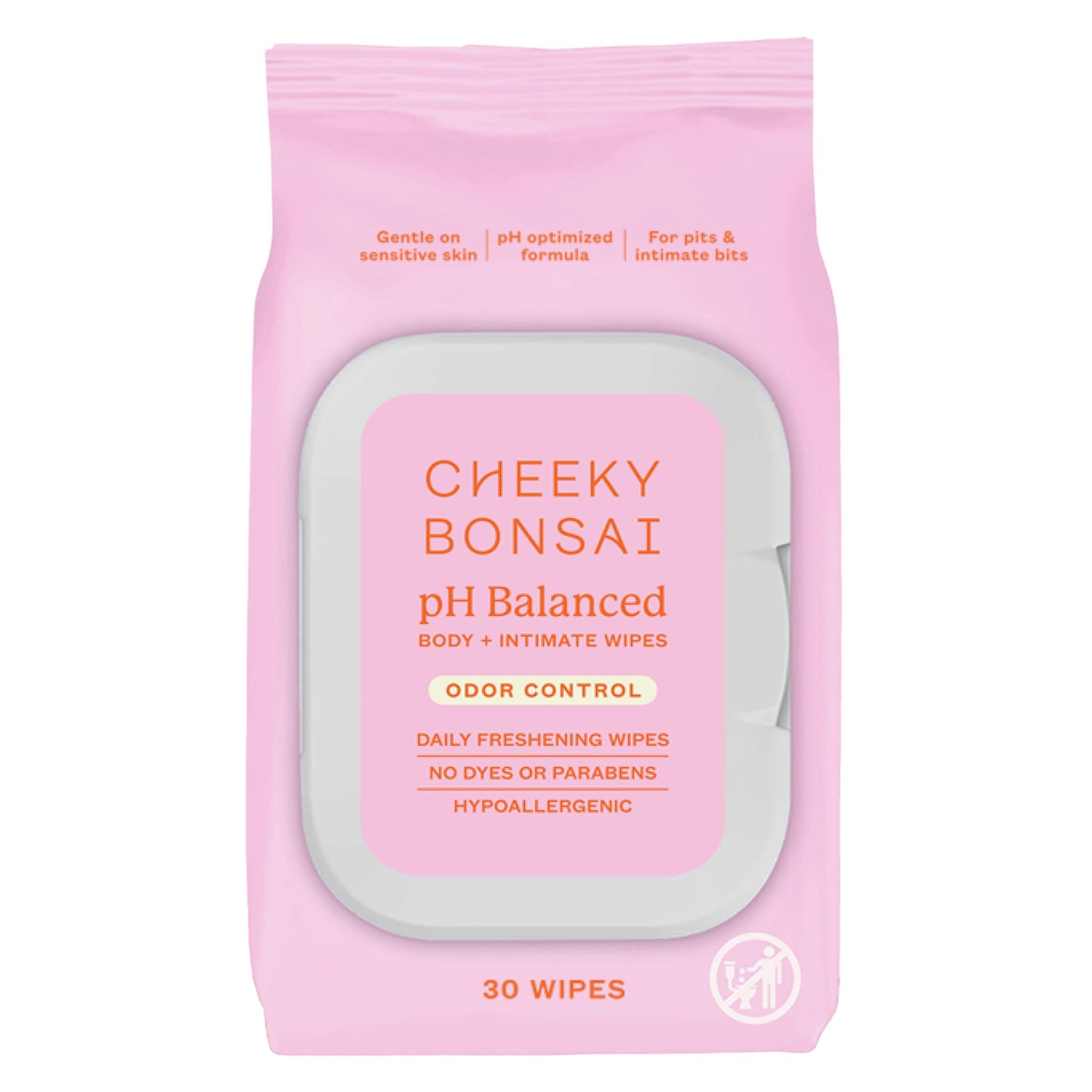Cheeky Bonsai pH Balanced Feminine Wipes - Removes Odor - Gentle on Sensitive Skin - No Dyes or Parabens - Hypoallergenic - Gynecologist Approved - 30 Count
