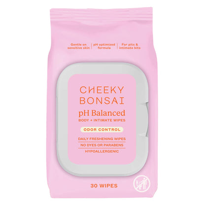 Cheeky Bonsai pH Balanced Feminine Wipes - Removes Odor - Gentle on Sensitive Skin - No Dyes or Parabens - Hypoallergenic - Gynecologist Approved - 30 Count