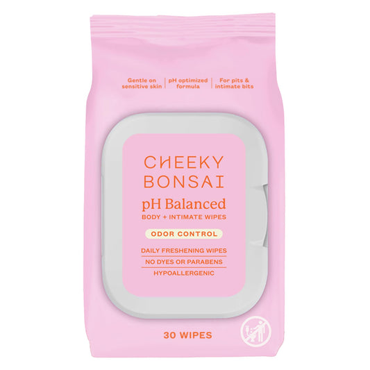 Cheeky Bonsai pH Balanced Feminine Wipes - Removes Odor - Gentle on Sensitive Skin - No Dyes or Parabens - Hypoallergenic - Gynecologist Approved - 30 Count