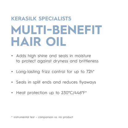 KERASILK Multi-Benefit Hair Oil | Seals Split Ends & Reduces Flyaways | Prevents Future Damage & Adds High Shine | With Heat Protection | For All Hair Types & Textures | 50ml