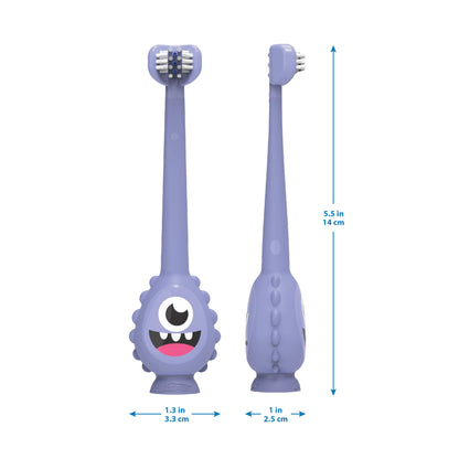 Dr. Brown's ToothScrubber Toothbrush, Three-Sided Toddler Training Toothbrush for Ages 1-4 Years with Suction Cup Base and Color Changing Bristles