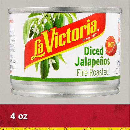 La Victoria Fire Roasted Diced Jalapeños Hot, 4 Ounce (Pack of 24)