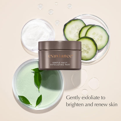 EXUVIANCE Gentle Daily Exfoliating Face Pads with PHA, Vitamin C and E Antioxidants, Green Tea and Cucumber Extracts, 60 pads