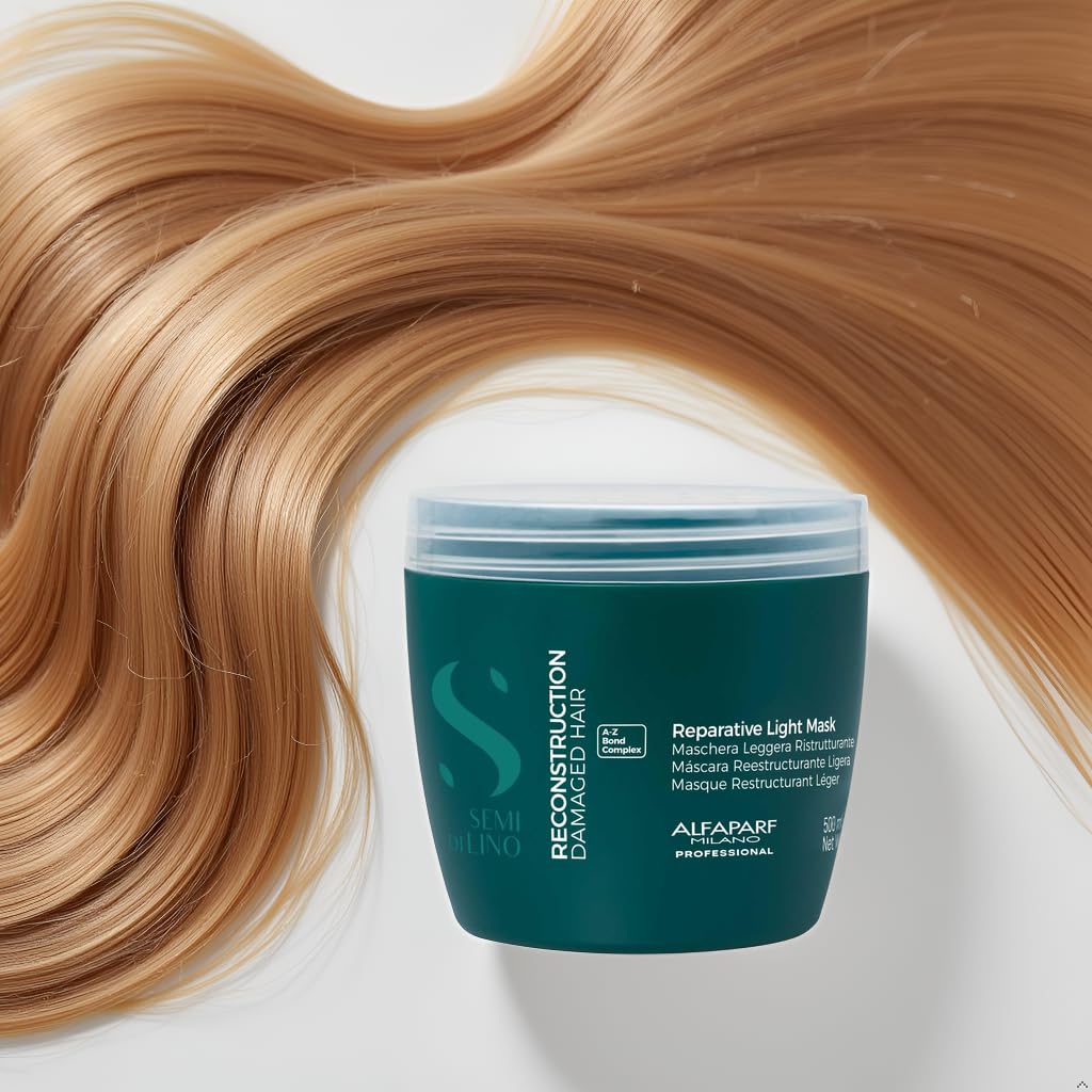 ALFAPARF MILANO Semi di Lino Reconstruction Light Bond Repair Hair Mask for Damaged Hair - Fine Hair - Hair Repair – Restructures, Strengthens - Color Safe - Deep Conditioner - Vegan