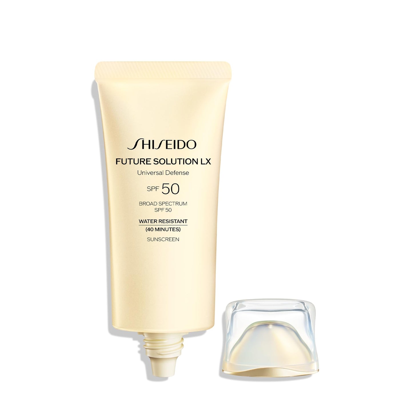 Shiseido Future Solution LX Universal Defense SPF 50 - Anti-Aging Hydrating Face Sunscreen Cream - Dewy, Radiant Finish - Non Greasy & Non-Comedogenic - 50 mL