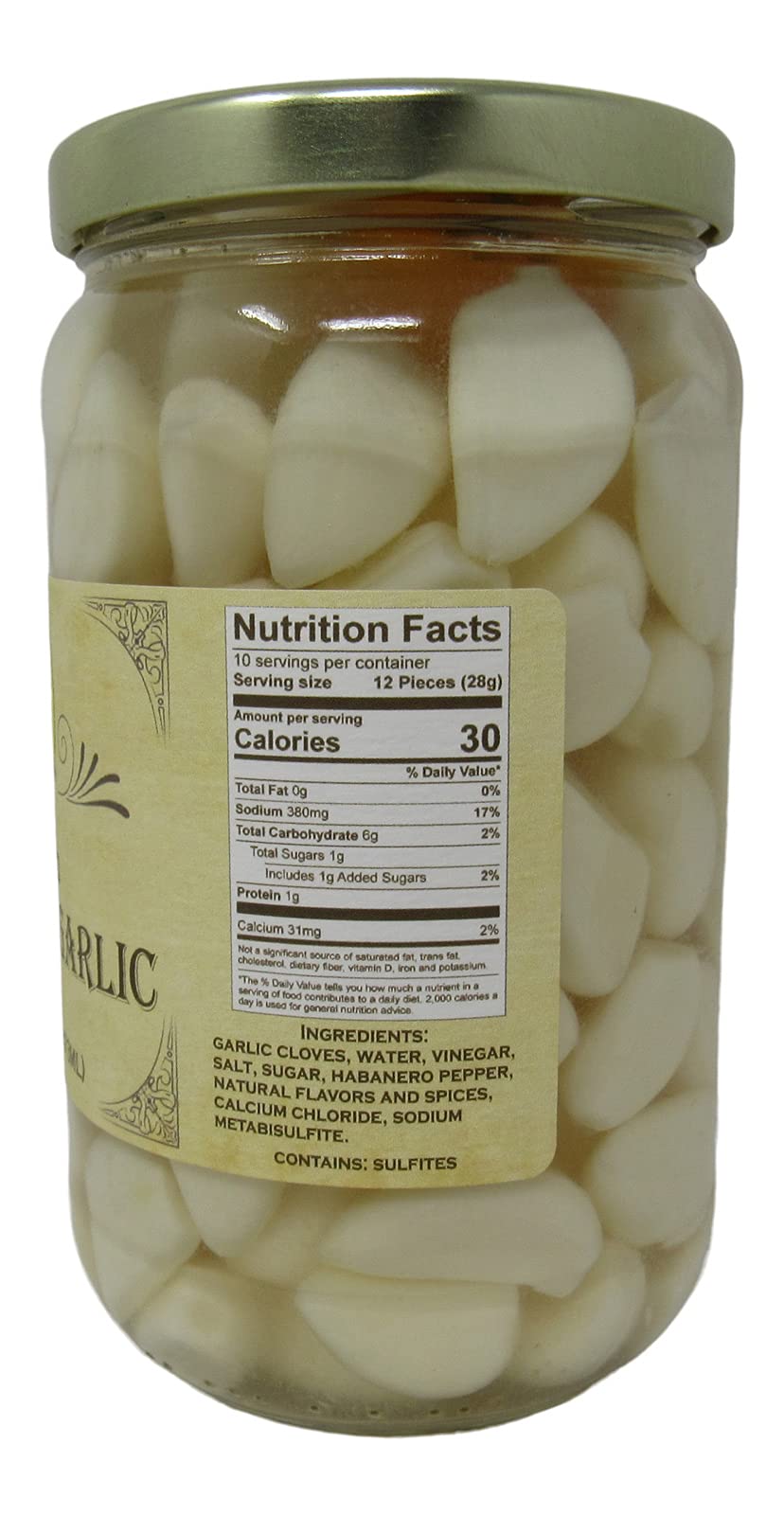 Buc-ee's Pickled Habanero Garlic in a Resealable Jar, Gluten Free, No High Fructose Corn Syrup, 16 Fl Ounces