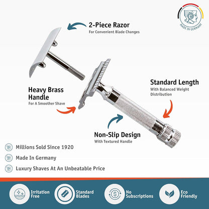 Merkur Mk34c Double Edge Razor with Heavy Duty Short Handle