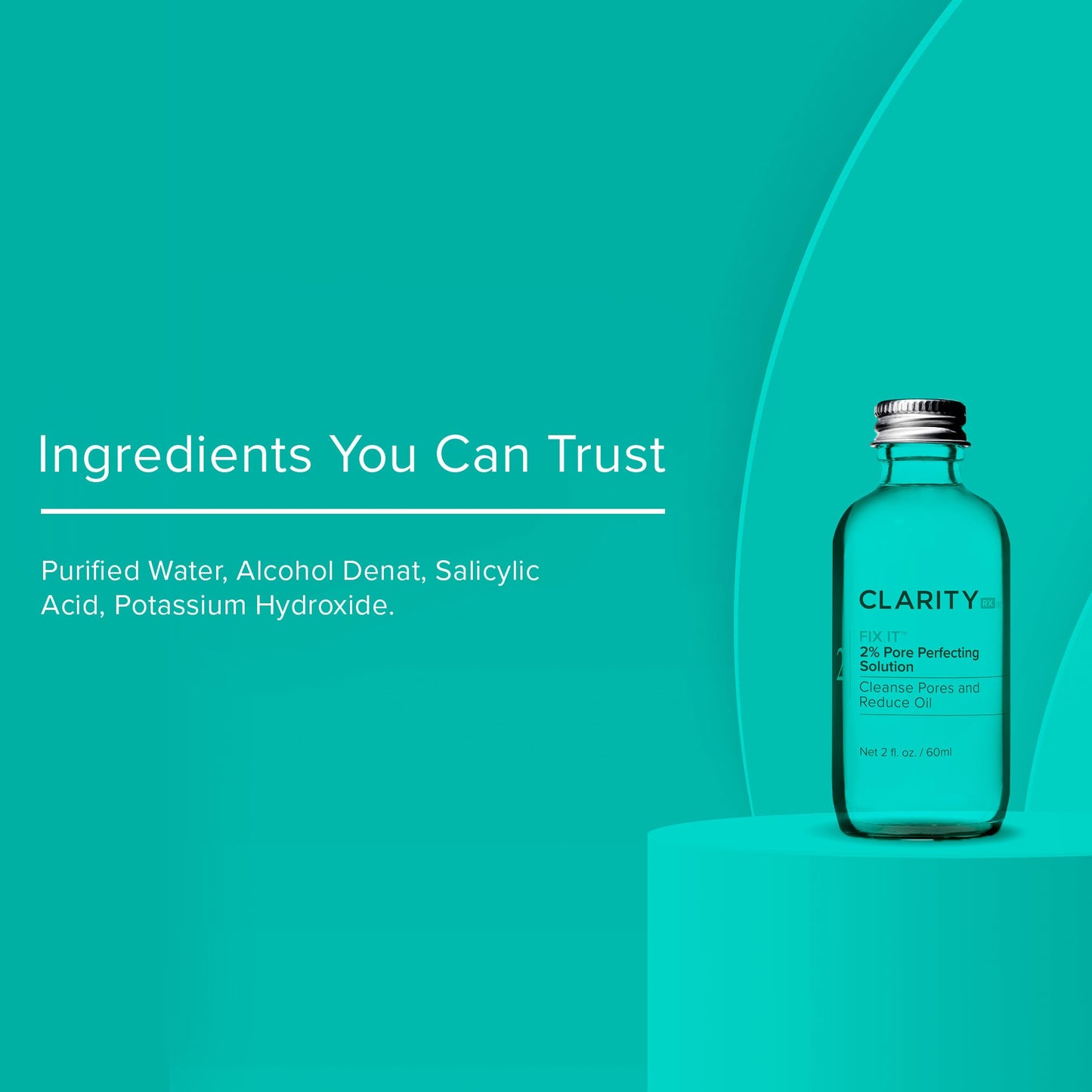 ClarityRx Fix It 2% Pore Perfecting Solution with Salicylic Acid for Acne-Prone & Oily Skin, Natural and Plant Based