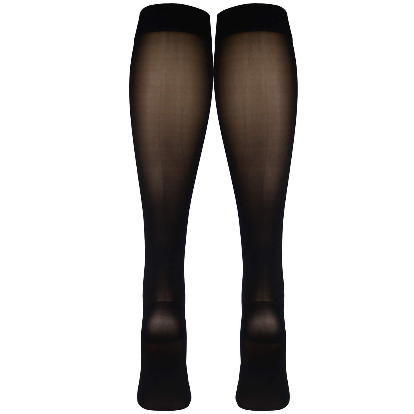 NuVein Sheer Compression Stockings, 30-40 mmHg Support, Knee Length, Closed Toe, 20 Denier, Black, X-Large