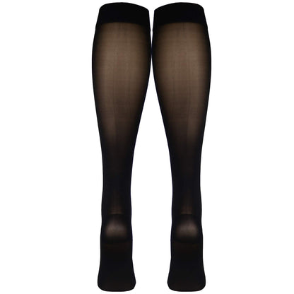 NuVein Sheer Compression Stockings, 30-40 mmHg Support, Knee Length, Closed Toe, 20 Denier, Black, X-Large