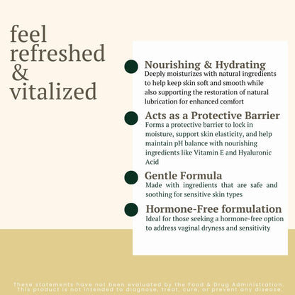 Revita Vaginal Moisturizer Cream, Hormone-Free Vaginal Moisturizer with Shea Butter, Hyaluronic Acid, Cocoa Butter, Vitamin E, Natural Oils & Beeswax - Gentle Hydration for Comfort & Balance, 1.8oz