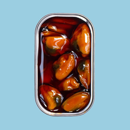 Spanish Mussels Canned in Pickled Sauce | B Vitamins, Omega-3 | Tinned Seafood by Ati Manel | 8 x 110g Can