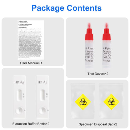 H Pylori Test Kit - 2 Pack Stool Antigen Self-Test for Home Use, 99% Accurate Helicobacter Pylori Test, Fast 8–20 Min Results, Easy to Use & Read H. Pylori Testing Kit