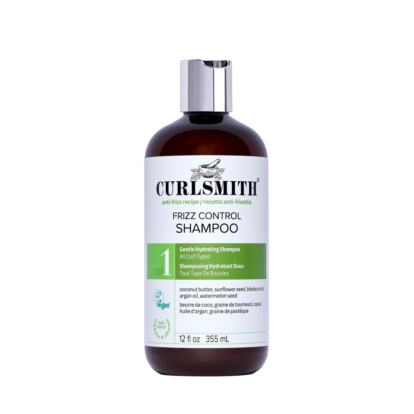 CURLSMITH Frizz Control Shampoo - Frizz-Fighting Shampoo for Curls, Removes Build-Up, For All Curl Types, Vegan & Cruelty Free