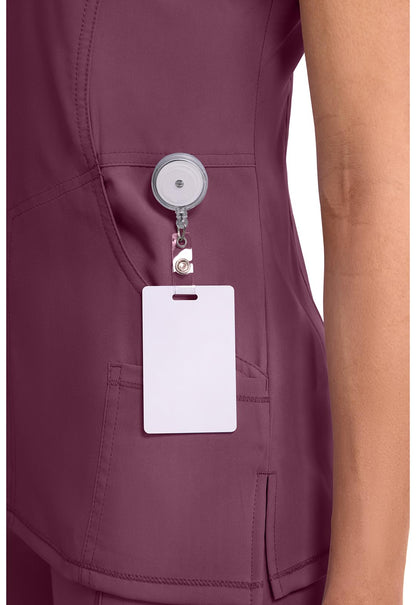 Cherokee Infinity Womens Mock Wrap Scrub Top, 4 Pockets, Rib-Knit Panel, Moisture-Wicking 360° Stretch - 2625A