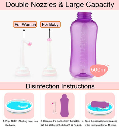 Wolfbeam Portable Hand-held Vulva and Anus Cleaner and Personal Health Vaginal Washing Container, Travel Urinal Spray Scrubber for Personal Hygiene (PG 2INQ 450ML)