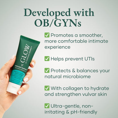Glow Vaginal Moisturizer, Hormone-Free Intimate Hydrator, Vulva Gel with Collagen, Aloe Vera & Hyaluronic Acid, Helps Relieve Dryness, Itching & Burning - OBGYN Co-Developed UTI Protector
