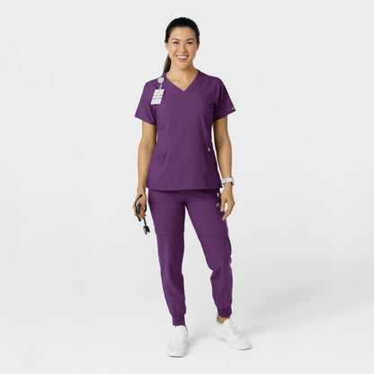 Women's Comfort Waist Cargo Jogger Scrub Pant, Eggplant, 3X