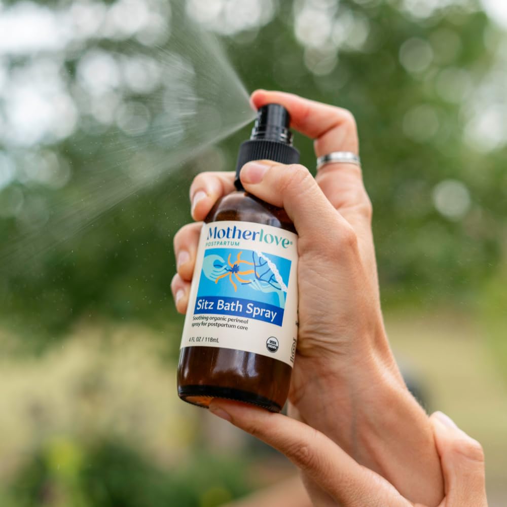 Motherlove Sitz Bath Spray (4 oz Value Size) Sitz Bath for Postpartum Care—Herbal Perineal Spray w/Witch Hazel—USDA Organic, Vegan, & Cruelty Free