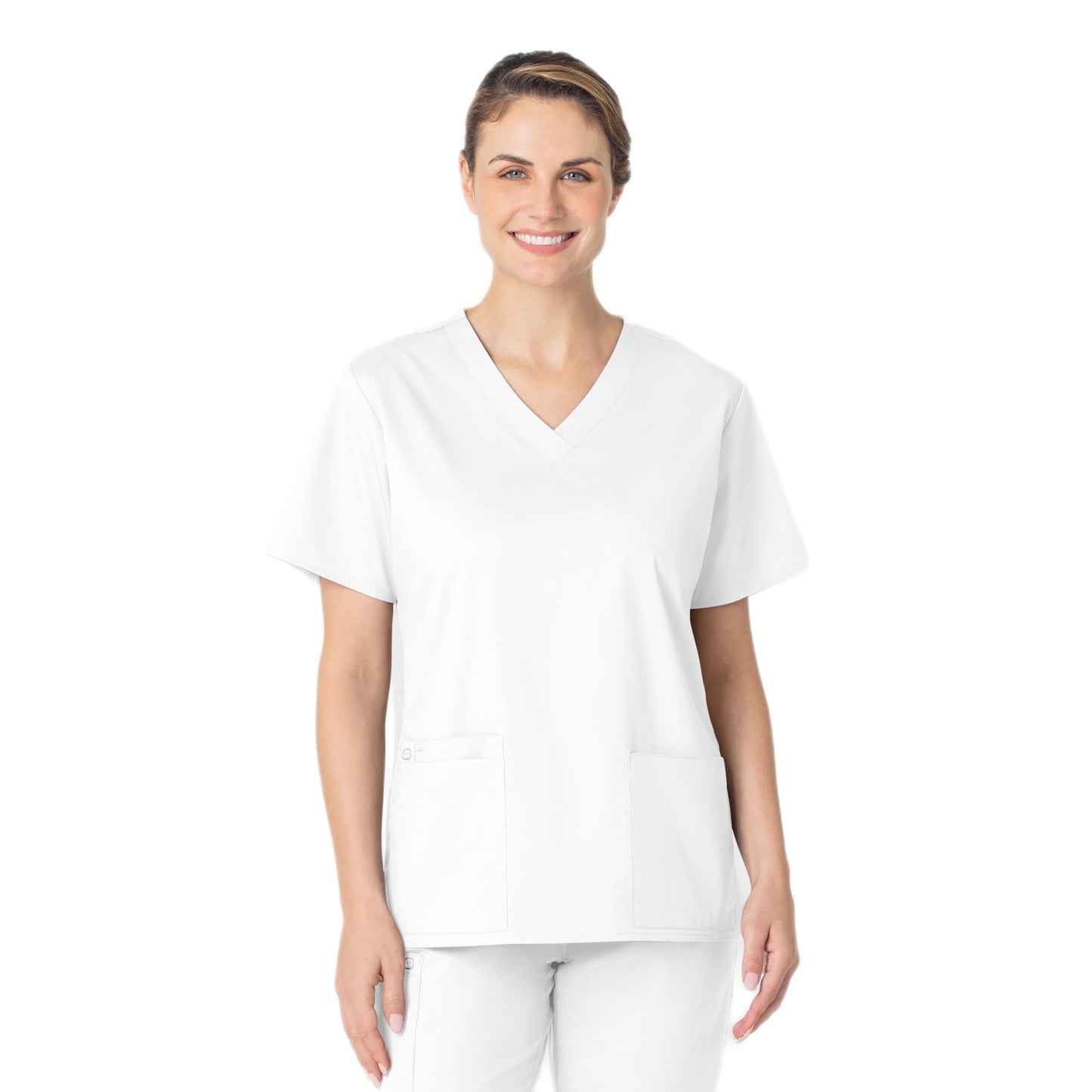 WonderWink Women's Plus-Size Wonderwork V-Neck Scrub Top, White, 3X-Large
