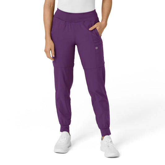 Women's Comfort Waist Cargo Jogger Scrub Pant, Eggplant, 3X