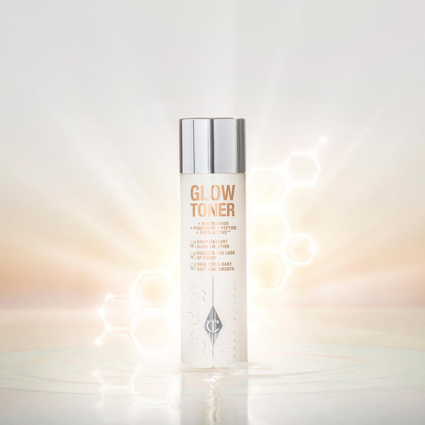 Charlotte Tilbury Glow Face Toner - Exfoliating Toner for Oily Skin - Helps to Reduce The Appearance of Pores, Hydrate & Plump Skin - Delicately Scented with Rose & Lemon