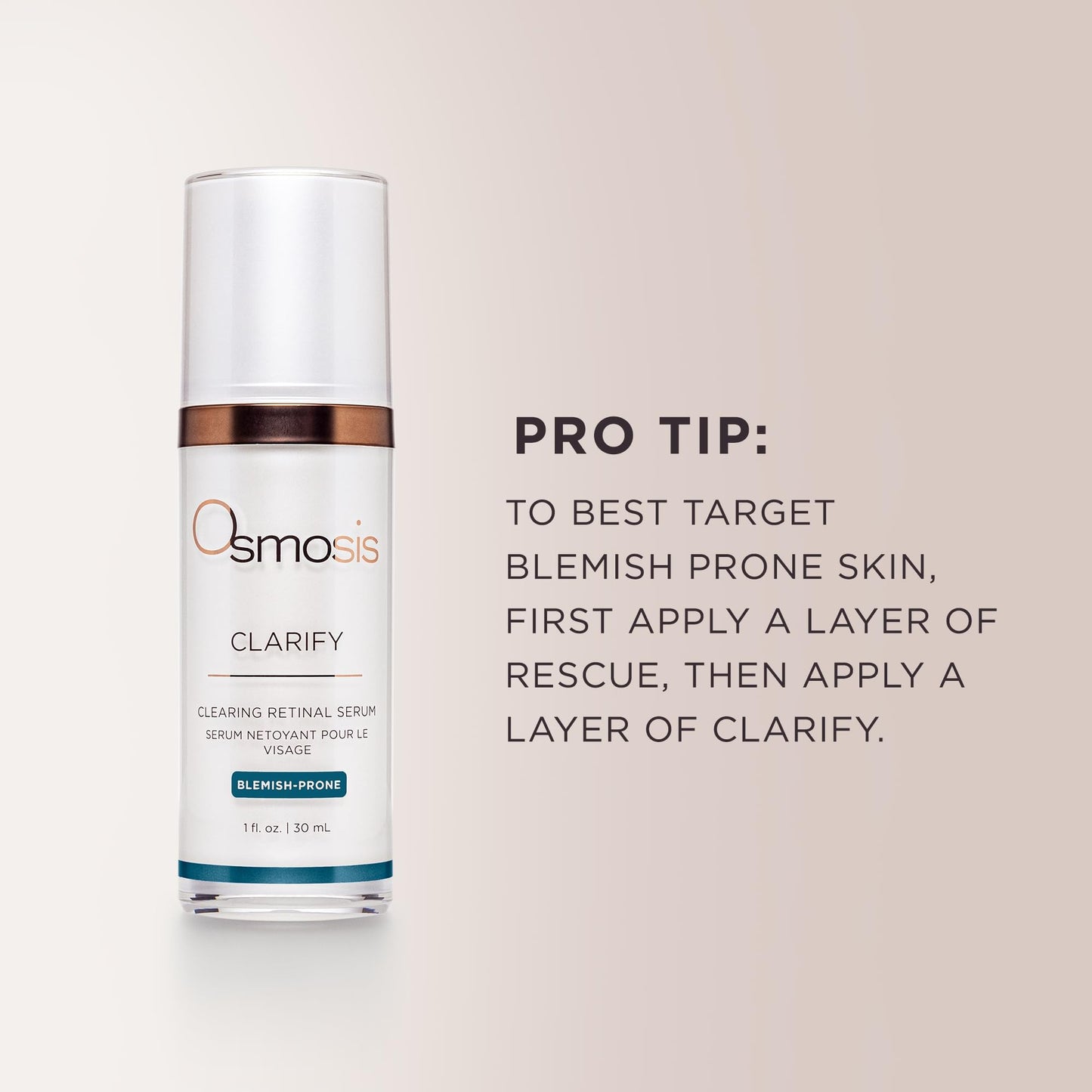 Omsosis CLARIFY Clearing Retinal with Vitamin A Serum, Calms and Soothes, for Acne, Pigmented, Oily, and Blemish-Prone Skin, 1 Fl Oz