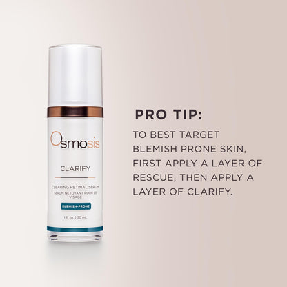 Omsosis CLARIFY Clearing Retinal with Vitamin A Serum, Calms and Soothes, for Acne, Pigmented, Oily, and Blemish-Prone Skin, 1 Fl Oz