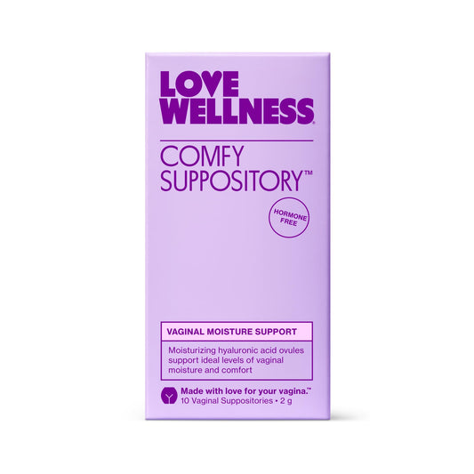 Love Wellness Comfy Suppository | Vaginal Moisture Suppository | Hormone-Free with Hyaluronic Acid & Tremella Mushroom for Vaginal Dryness Support | 10 Count