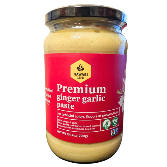 Ginger & Garlic Paste | 100% Natural (Non-GMO) | Gluten Free | Vegan | No Artificial Preservatives or Flavors | No Vinegar | No Added Water | Hand-Peeled and Crafted in Small Batches | 24.7oz | By Nawabi Life