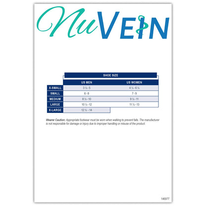 NuVein 8-15 mmHg Medical Compression Socks, Mid Calf Crew Length, Padded Cushion Foot, White, Medium