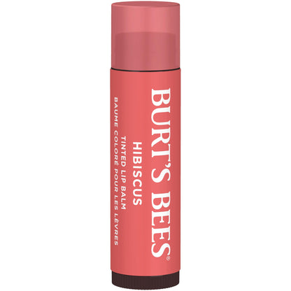 Burt's Bees Easter Basket Stuffers, Lip Tint Balm with Long Lasting 2 in 1 Duo Tinted Balm Formula, Color Infused with Hydrating Shea Butter for a Natural Looking Buildable Finish, Hibiscus (2-Pack)