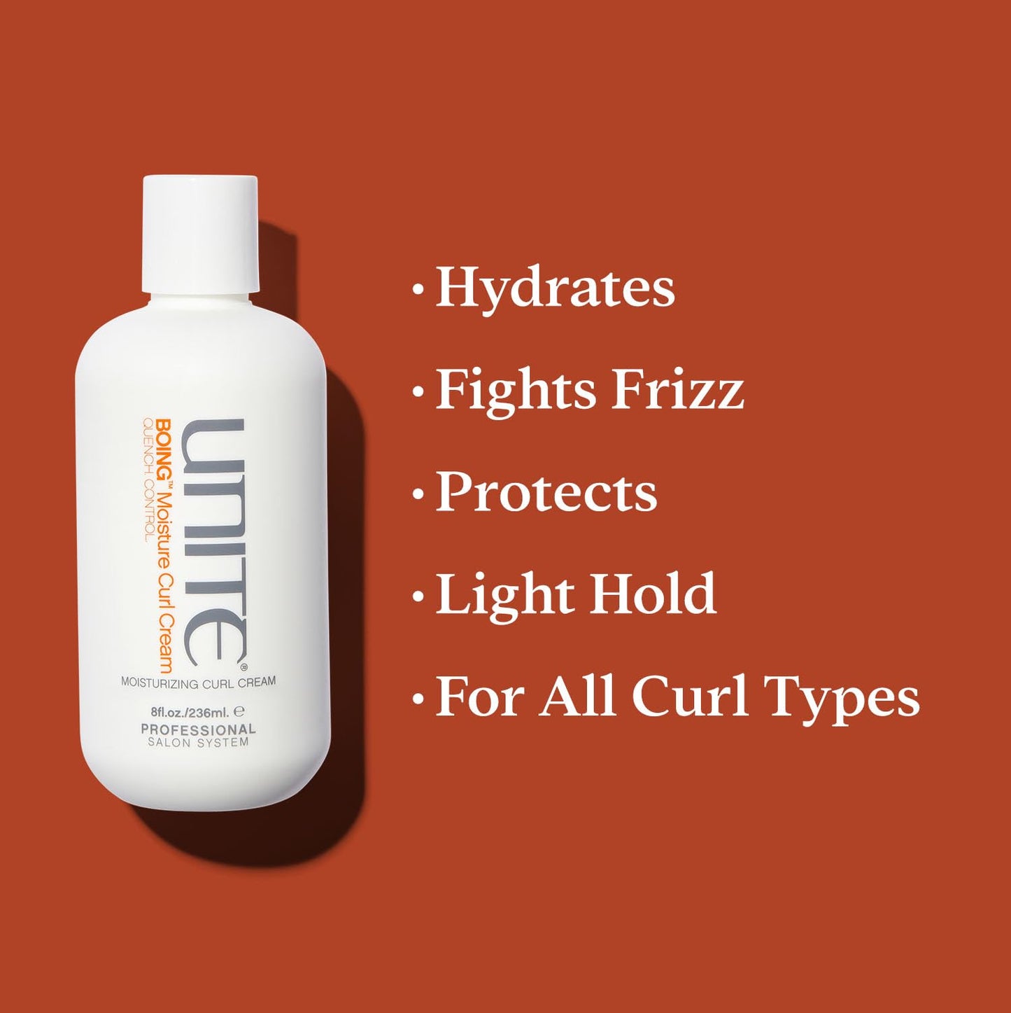 UNITE Hair – BOING Moisture Curl Cream – Ultra-Hydrating Styling Cream to Soften, Define & Control Curls – Light Hold & Humidity Protection – UV & Thermal Protection – 8 Fl Oz