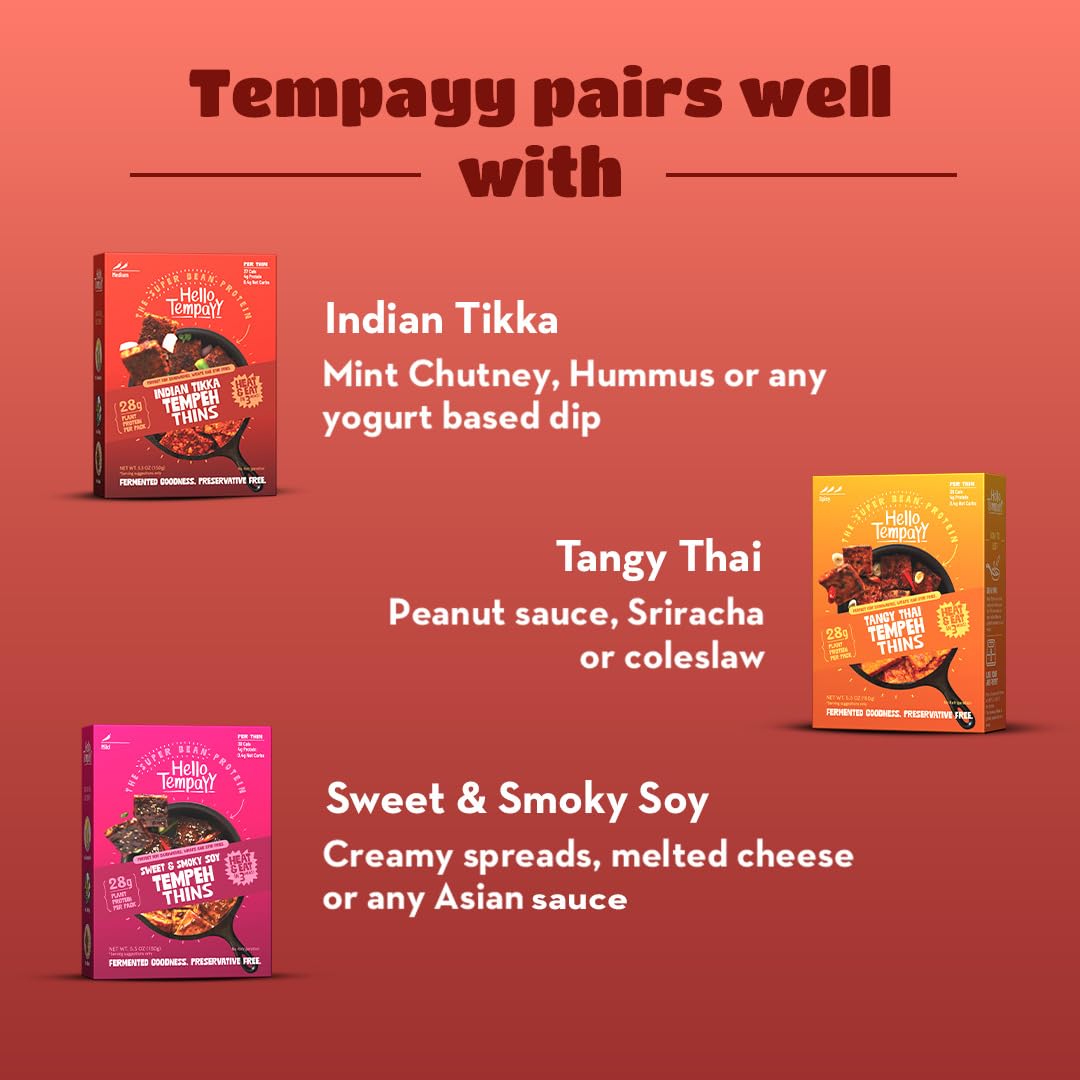 Ready to Cook Tempeh-All Thins Tempeh (Pack of 3)- 28g Clean Protein| High Fiber | More Protein & Fiber than Tofu & Cottage Cheese| Gut-Friendly | Gluten Free | Dairy Free | Vegan | Non GMO