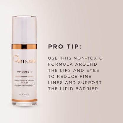 OSMOSIS CORRECT Preventative Retinal Facial Serum, Collagen Booster for Youthful, Radiant Skin for Aging, Pigmented, and Dry Skin, 1 Fl Oz