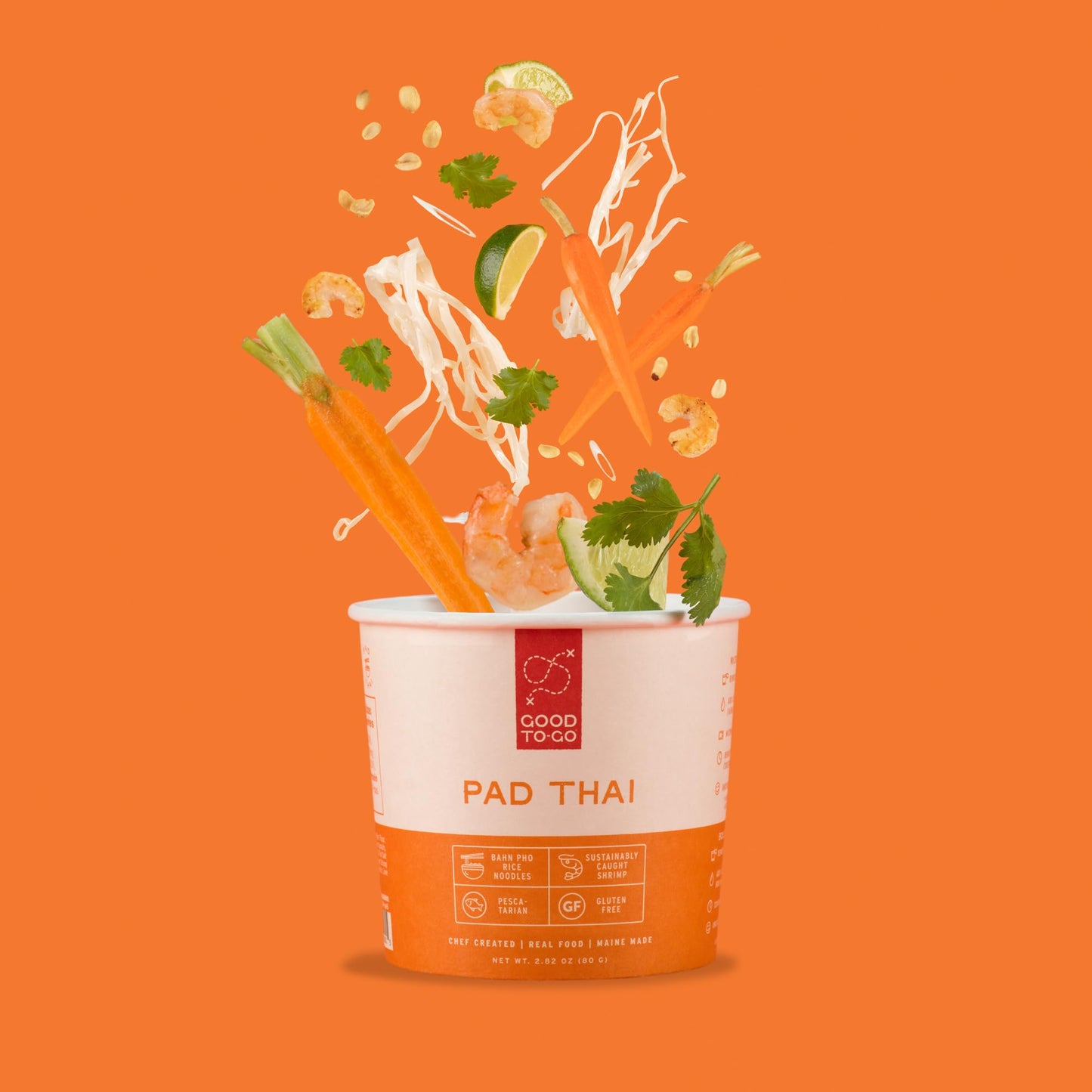 GOOD TO-GO Instant Lunch & Dinner Cups (8-Pack) | Gluten-Free | Real Food Ready in Under 10 Minutes! | Microwavable Food Just Add Water Meals | Healthy, Delicious, Low in Sodium (Pad Thai, 8-Pack)