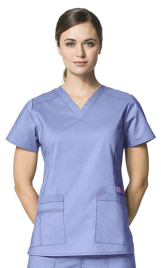 WonderWink Women's Wonderflex Verity Scrub Top, Ceil Blue, Large